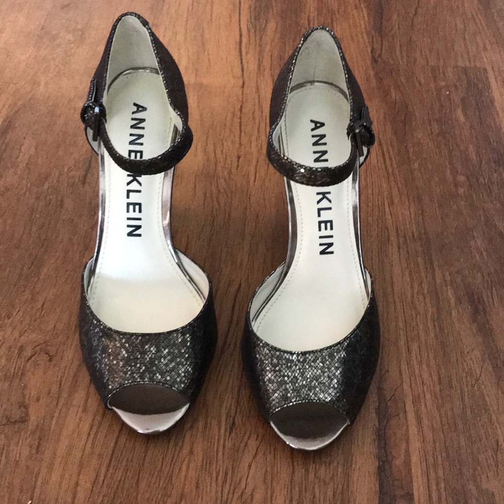 Anne Klein Sparkly Peep-Toe Heels